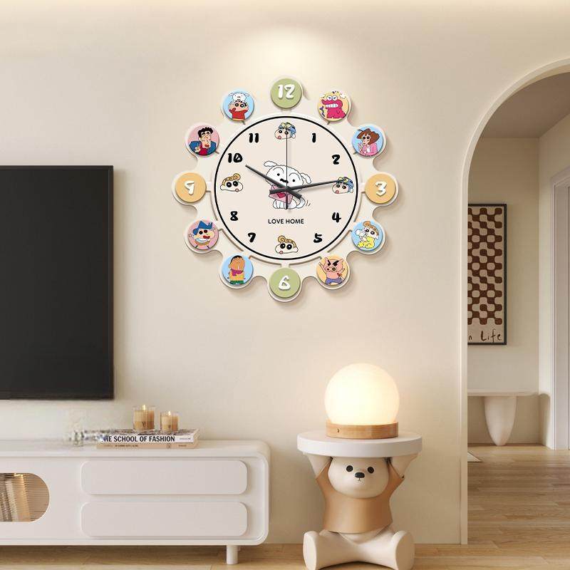 奶油风多巴胺客厅电视背景挂钟