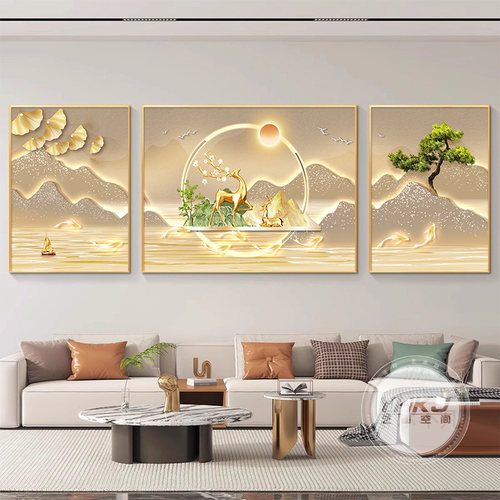 背靠金山客厅大白墙装饰画2025