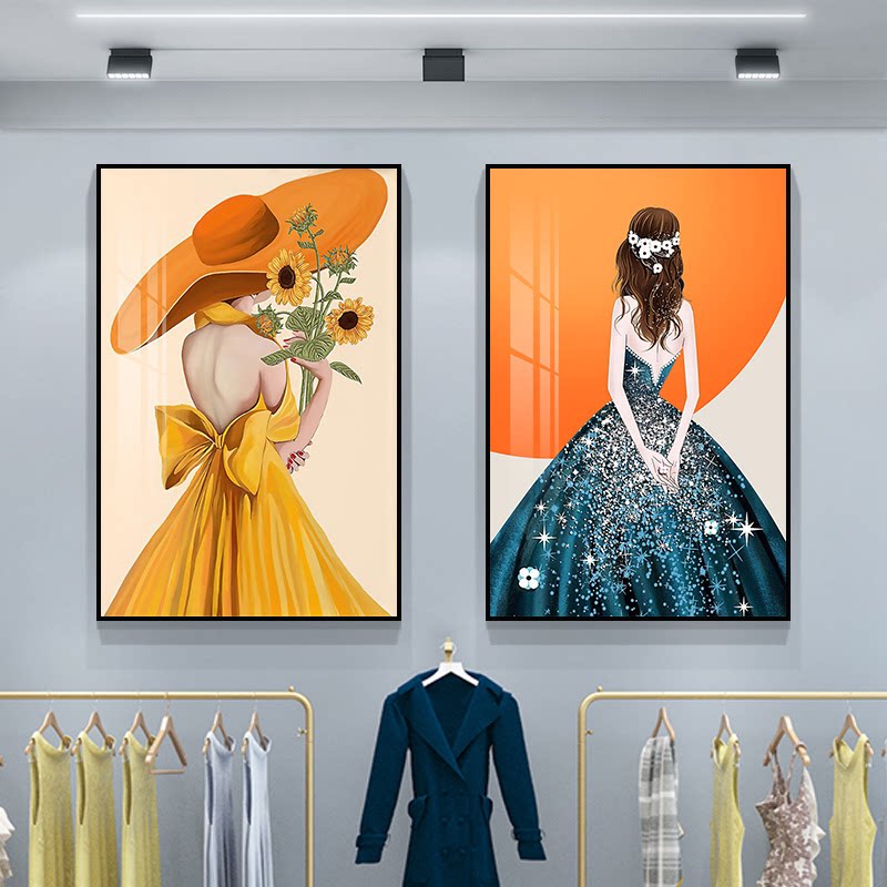 美女人物客厅装饰画美容院玄关挂画卧室高级感直播间背景墙面壁画
