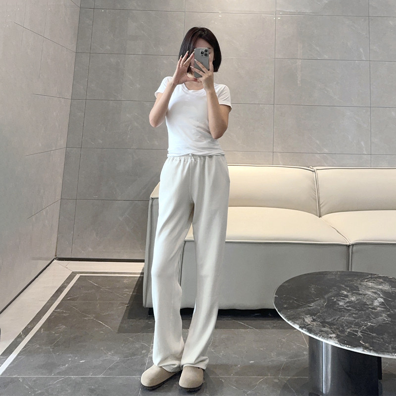 soft显瘦休闲高腰直筒垂感腿长裤图片