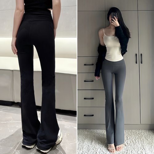 luqi lulu裸感微喇神裤Grove高腰显瘦喇叭健身加长瑜伽休闲裤女