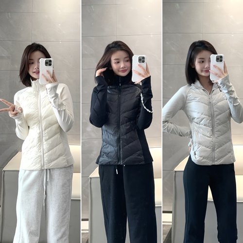 luqi lulu冬季轻薄针织拼接袖修身显瘦羽绒服女休闲运动外套