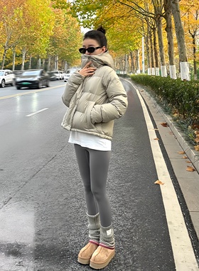 luqi lulu冬季Puff四格羽绒服连帽蓬松羽绒泡芙短款外套女