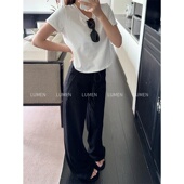 luqi 女 垂感高腰裤 lulu好穿搭抽绳阔腿裤 瑜伽休闲透气直筒阔腿裤