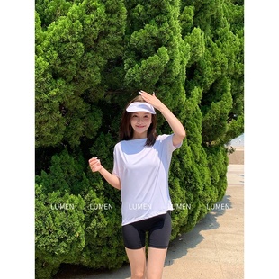 luqi lulu夏季Back in Action冰丝透气宽松速干裸感健身运动短袖