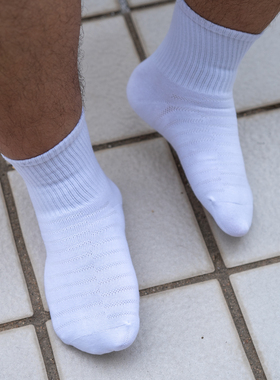 酷宝先生袜子男精梳棉中筒防臭7A抗菌吸汗透气羽毛球运动白袜男生