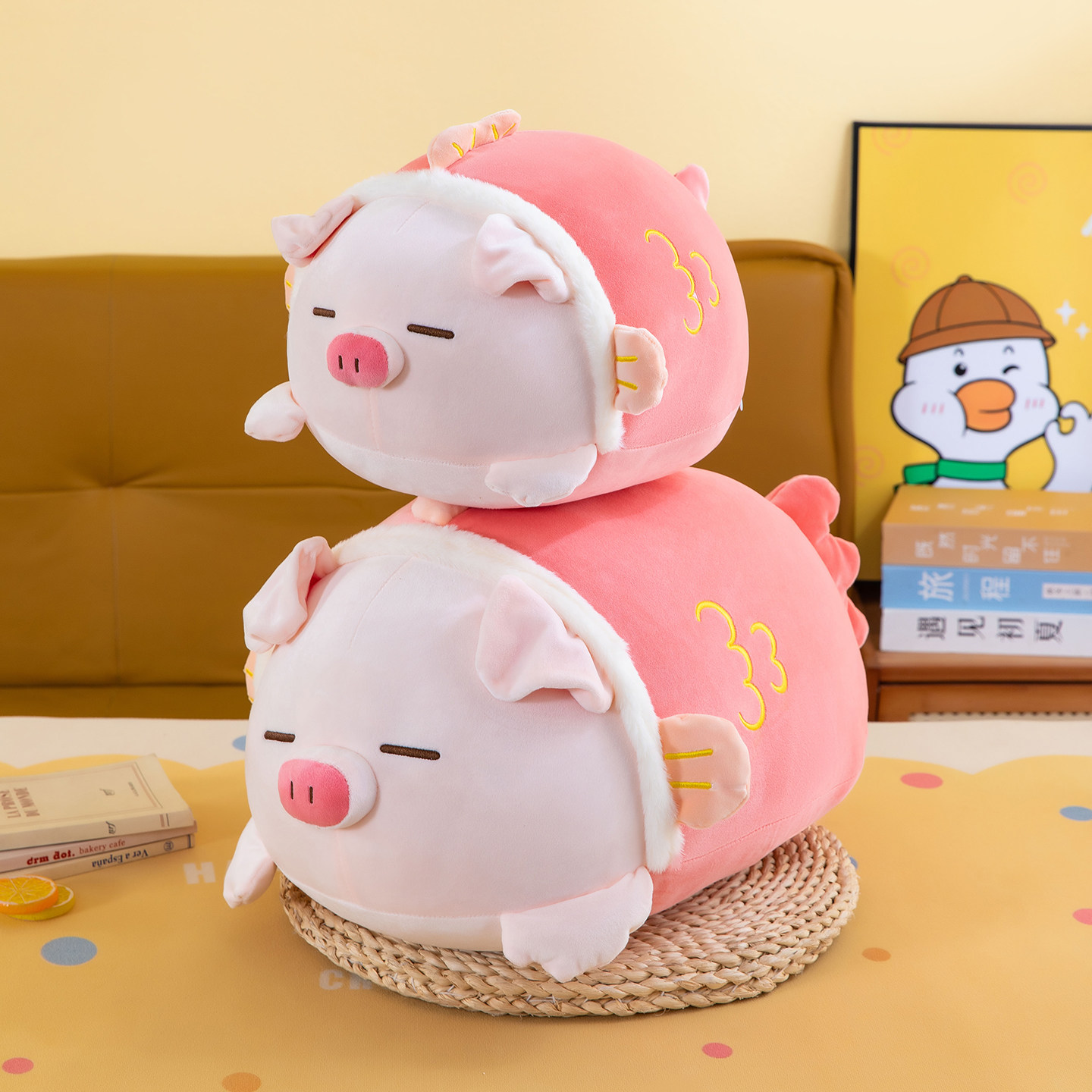 粉色小猪毛绒公仔抱睡陪伴