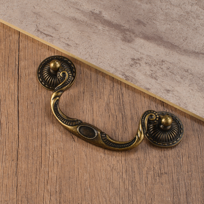 复古中式B-431抽屉仿古锌合金孔距96mm提手橱柜家居印花拉手