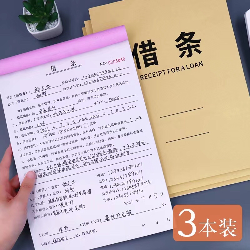 借款正规借条单据律师个人欠条本欠款单认可通用收据担保合同民间