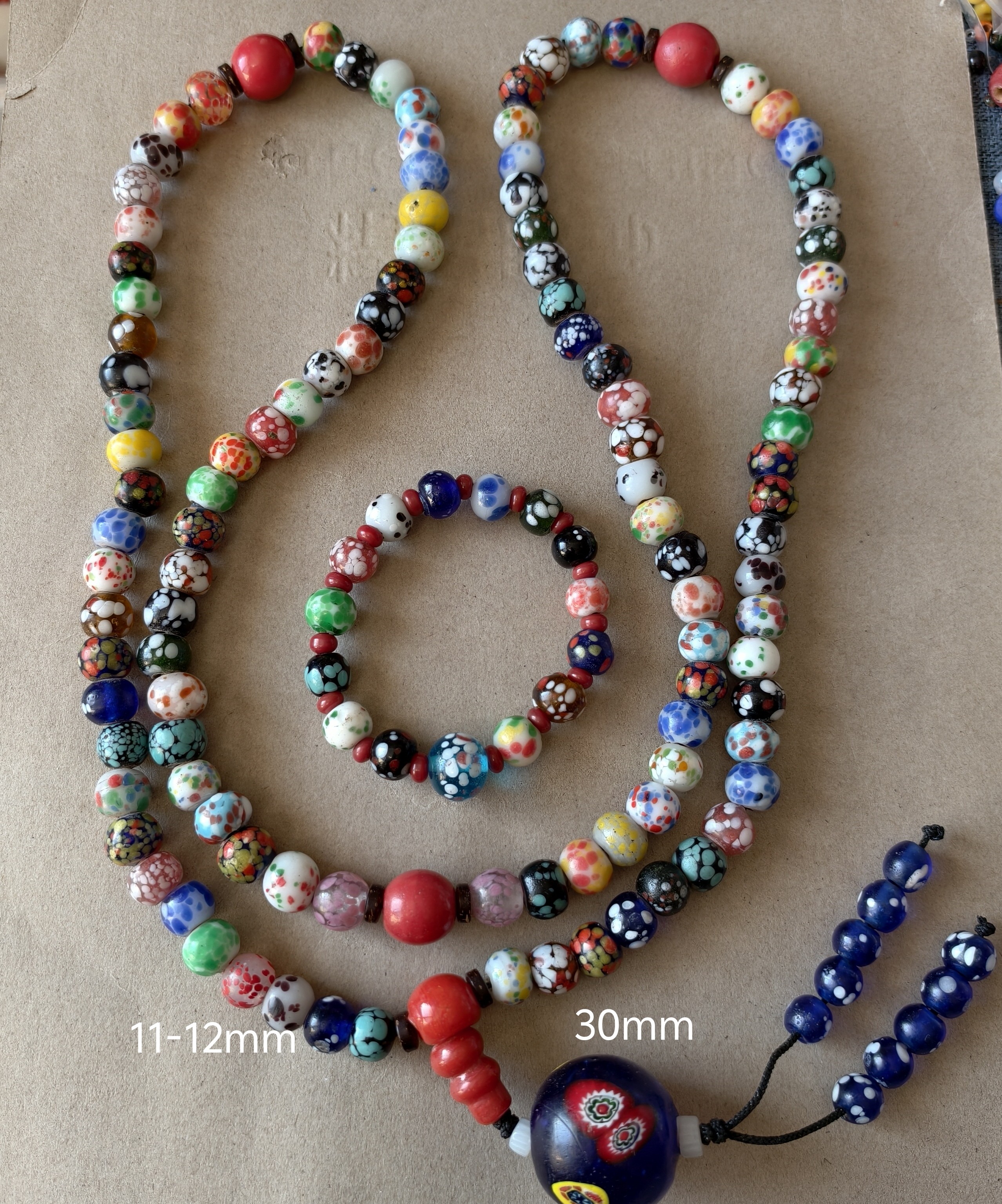 CL18宝琉阁精品民国手工点彩蘸花工艺老琉璃珠108子佛串手持收藏