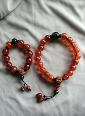 镇店之宝清代绛红色18老琉璃珠子