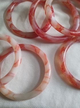 U13宝琉阁大圈口手工包浆红色云霞缴胎老琉璃手镯6.2-6.5cm本命年