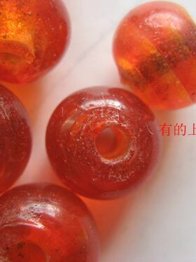 S24宝琉阁包浆老货金红色金黄琉璃珠手链项链散珠11mm孔略大