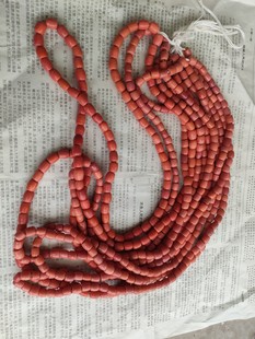 L122清库木红鼓形仿珊瑚红老琉璃珠散珠手链项链搭配8-10mm6串