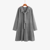 大码 女装 披肩polo领气质连衣裙女2025秋胖mm休闲显瘦针织裙23512