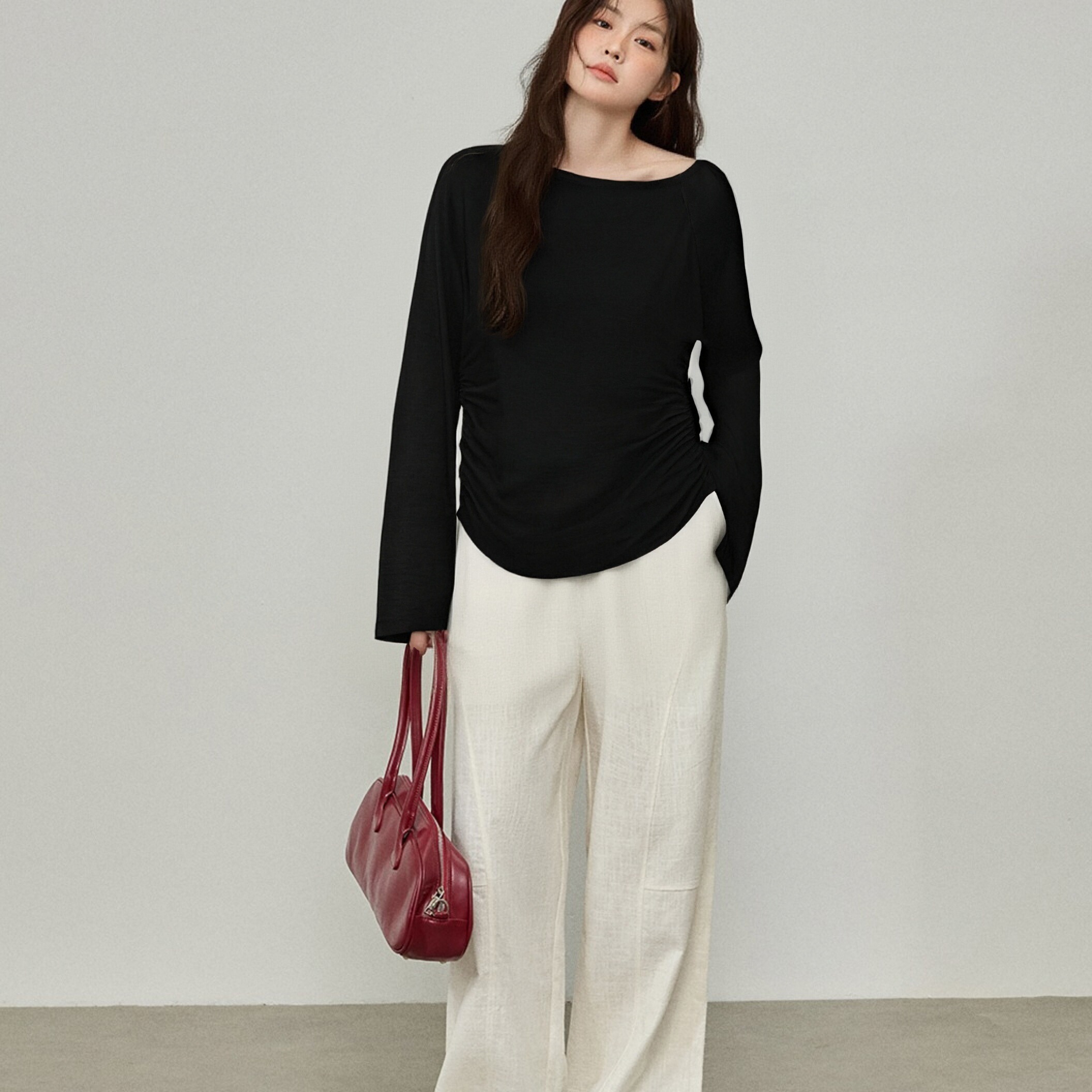 大码女装设计感露肩上衣休闲气质打底衫2025秋季新款胖mm针织衫