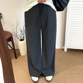 阔腿弯刀裤 2025冬季 新款 大码 女百搭长裤 高腰直筒裤 胖mm休闲裤 女装