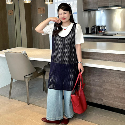 大码女装u领镂空外搭背心裙2026
