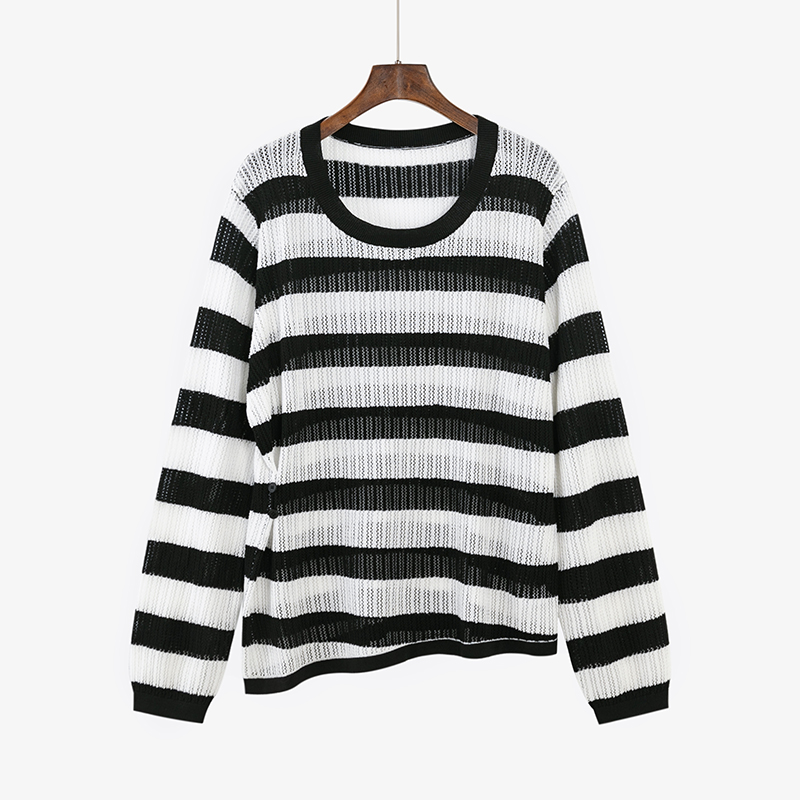 【清仓】圆领镂空不规则针织衫22252