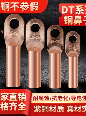 DT-6/10/16/120铜鼻子铜线耳接紫铜接线端子铜接头镀锡镀锌线鼻子