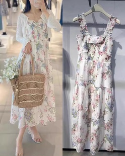夏季 新品 吊带裙 女装 连衣裙 时尚 甜美印花抹胸收腰显瘦气质碎花裙