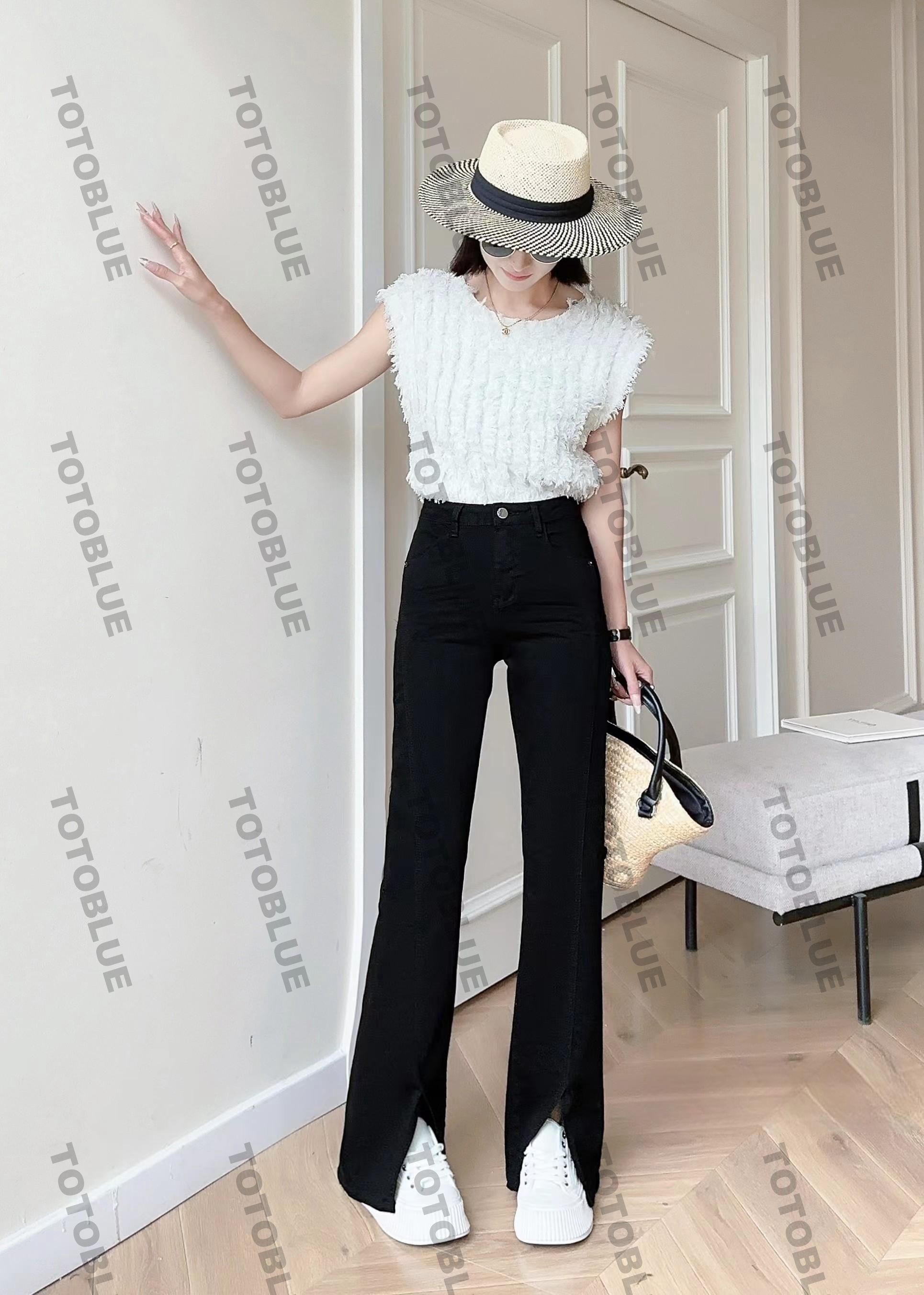 微喇长裤夏季开叉显瘦腿长设计感