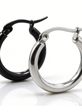 欧美嘻哈hiphop耳环男高级感加粗实心3mm耳圈街舞时尚耳扣耳钉女