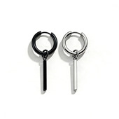 原创极简耳环男日韩潮牌网红同款 耳钉女黑色个性 钛钢圆耳圈耳扣