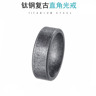 做旧简约高级感指环古银色女款 尾戒子 戒指钛钢个性 欧美复古男士