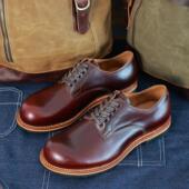 手工固特异马丁靴真皮英伦复古休闲皮鞋 阿美咔叽圆头低帮工装 鞋 男