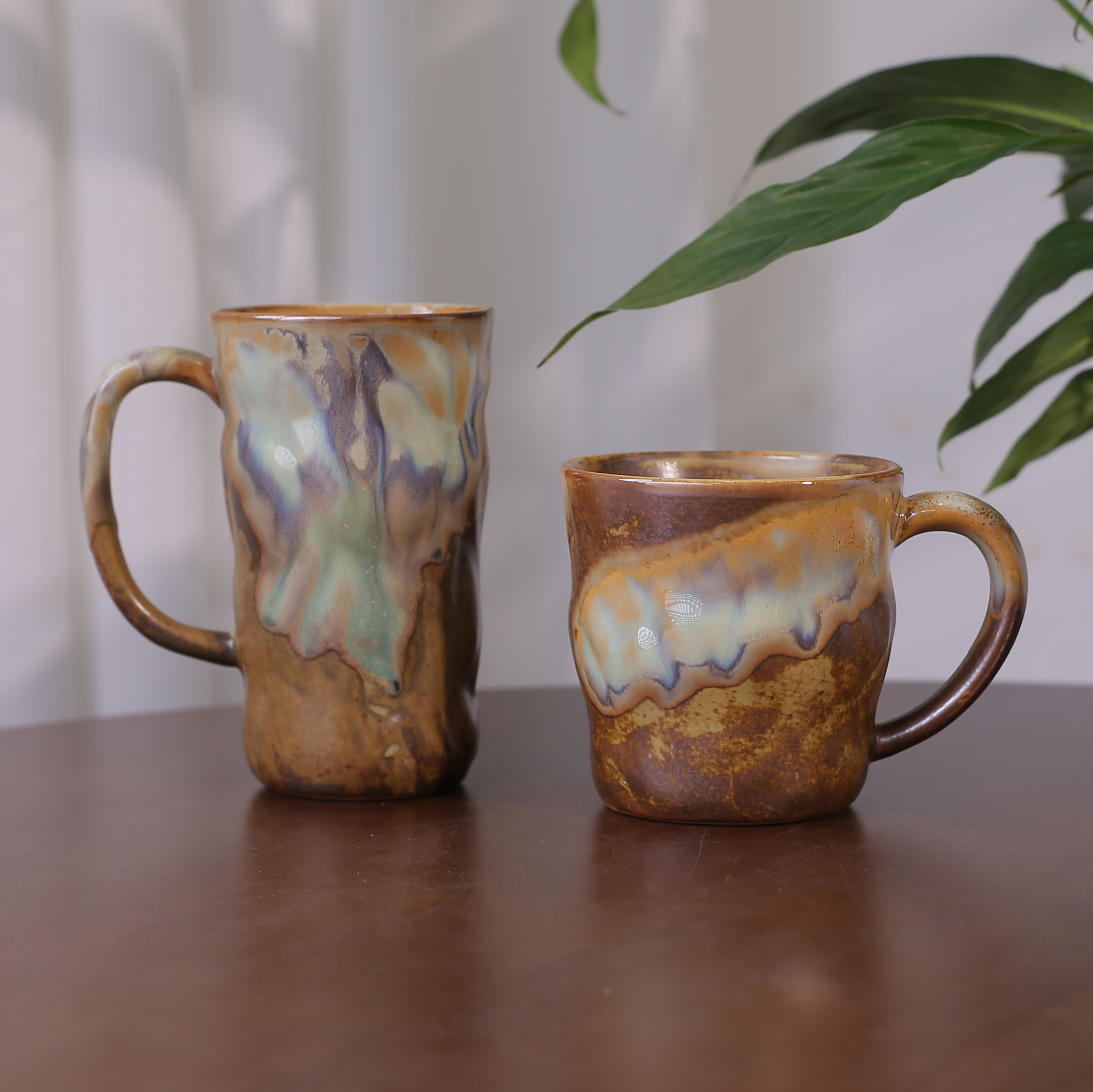 复古柴烧陶瓷马克杯喝水杯创意复古咖啡杯子早餐办公杯情侣送礼品