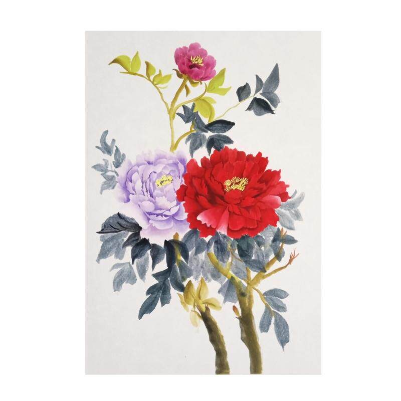 宣纸国画芯长条牡丹花鸟画花开富贵手绘真品无款玄关客厅装饰画