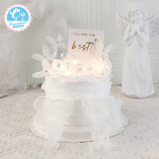 菜菜妈烘焙蛋糕装 饰发光灯皇冠浮雕Best女王 饰38女神节网红蛋糕装