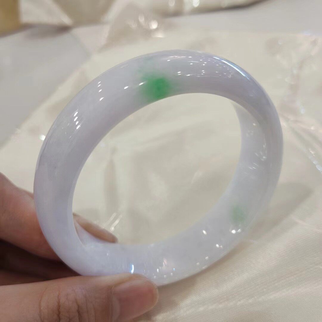 翡翠春彩平安镯 圈口56.3mm