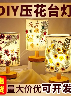 新年礼物小夜灯压花灯材料DIY花草灯干花台灯摆件沙龙暖场亲子