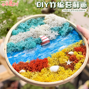 新年礼物苔藓画diy材料圆托盘微景观绿植相框团建活动手工物料