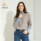 日神秋冬新款 高档羊绒衫 女100纯山羊绒高领加厚针织打底套头毛衣