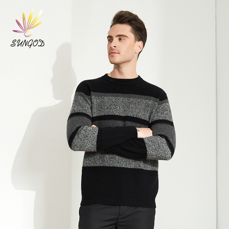 日神秋冬厚款格子套头打底羊绒衫