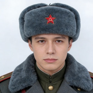 军迷户外冷战苏联时代乌沙卡棉帽M69红军之星灰冬帽雷锋帽国产