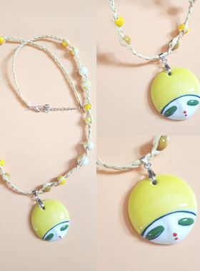 独家原创陶瓷黄色脸谱夜市毛衣链