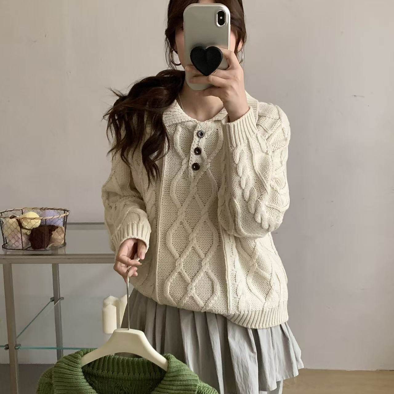 杨杨定制 棉晴小方领毛衣女 2527