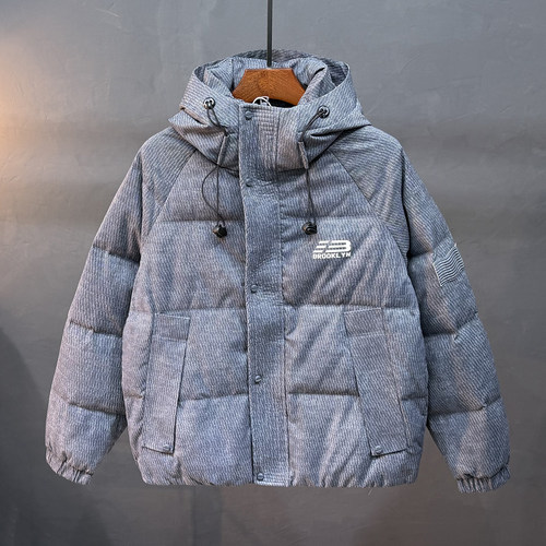 连帽鸭绒羽绒服外套男士冬季2025新款外套潮牌保暖加厚上衣面包服