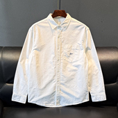 纯棉白色衬衫 男长袖 日系高级感上衣服慵懒风内搭宽松痞帅潮流衬衣