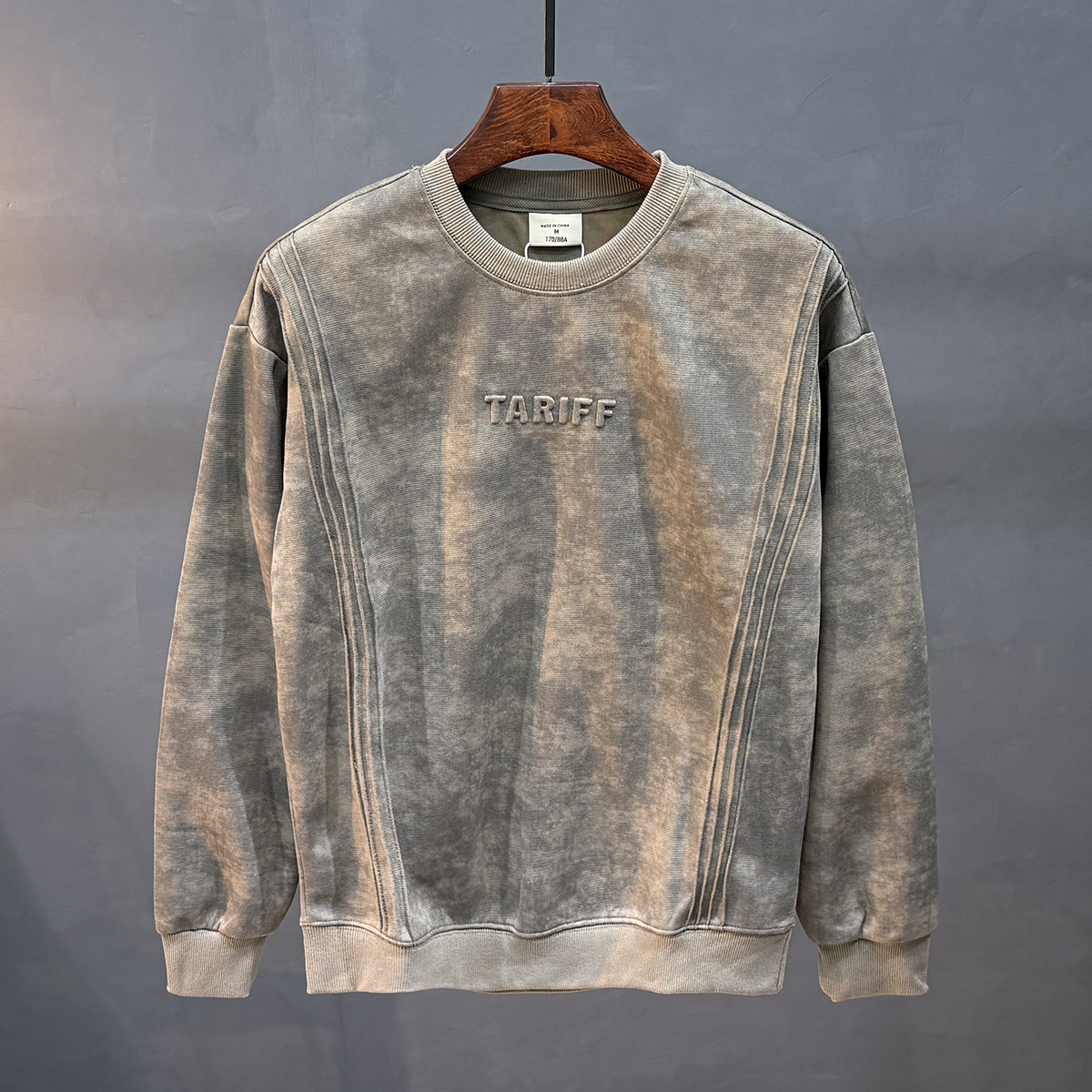 美式潮牌圆领加绒卫衣男秋冬季潮流宽松情侣无帽休闲上衣长袖外套