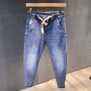 子微哈休闲九分裤 男生萝卜裤 男宽松小脚锥形裤 松紧腰9分牛仔裤