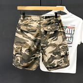 男美式 子潮牌运动裤 夏季 短裤 迷彩纯棉休闲中裤 宽松裤 男生五分裤 子