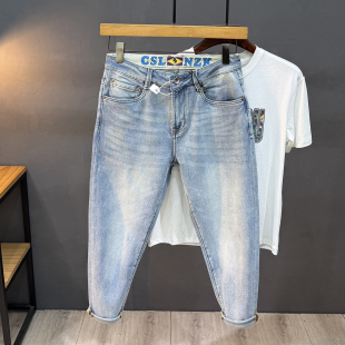 小个子八分牛仔裤155男士修身小脚弹力九分裤矮个子短腿春季长裤