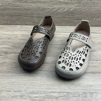 Модные кожаные этнические «мамины туфли», тапочки в стиле Crocs, туфли, в корейском стиле, круглый носок, этнический стиль