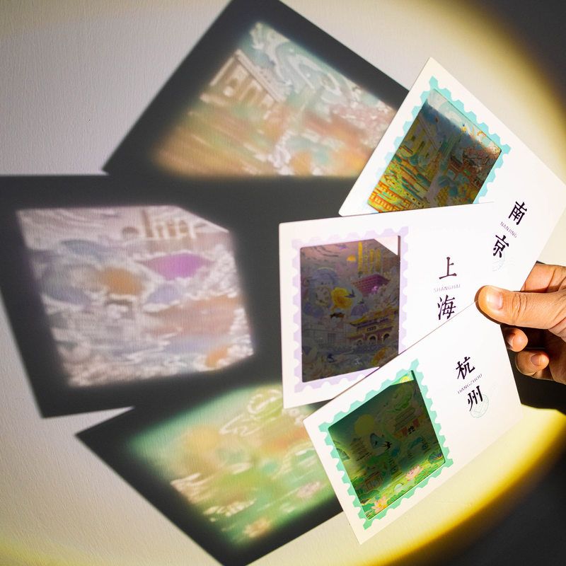 中国城市风景透光明信片生日珍藏贺卡创意祝福小卡片高级感送朋友