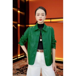 奢侈气质减龄蛋白皮皮衣外套女2026新款 正品 专柜翻领高级感时尚